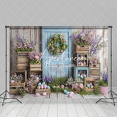 Aperturee - Aperturee Colorful Eggs Floral Decorations Blue Door Backdrop